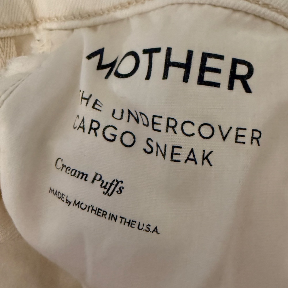 MOTHER The Undercover Cargo Sneak Wide Leg Jeans Cream Puffs Denim Women’s 28 - Picture 13 of 16